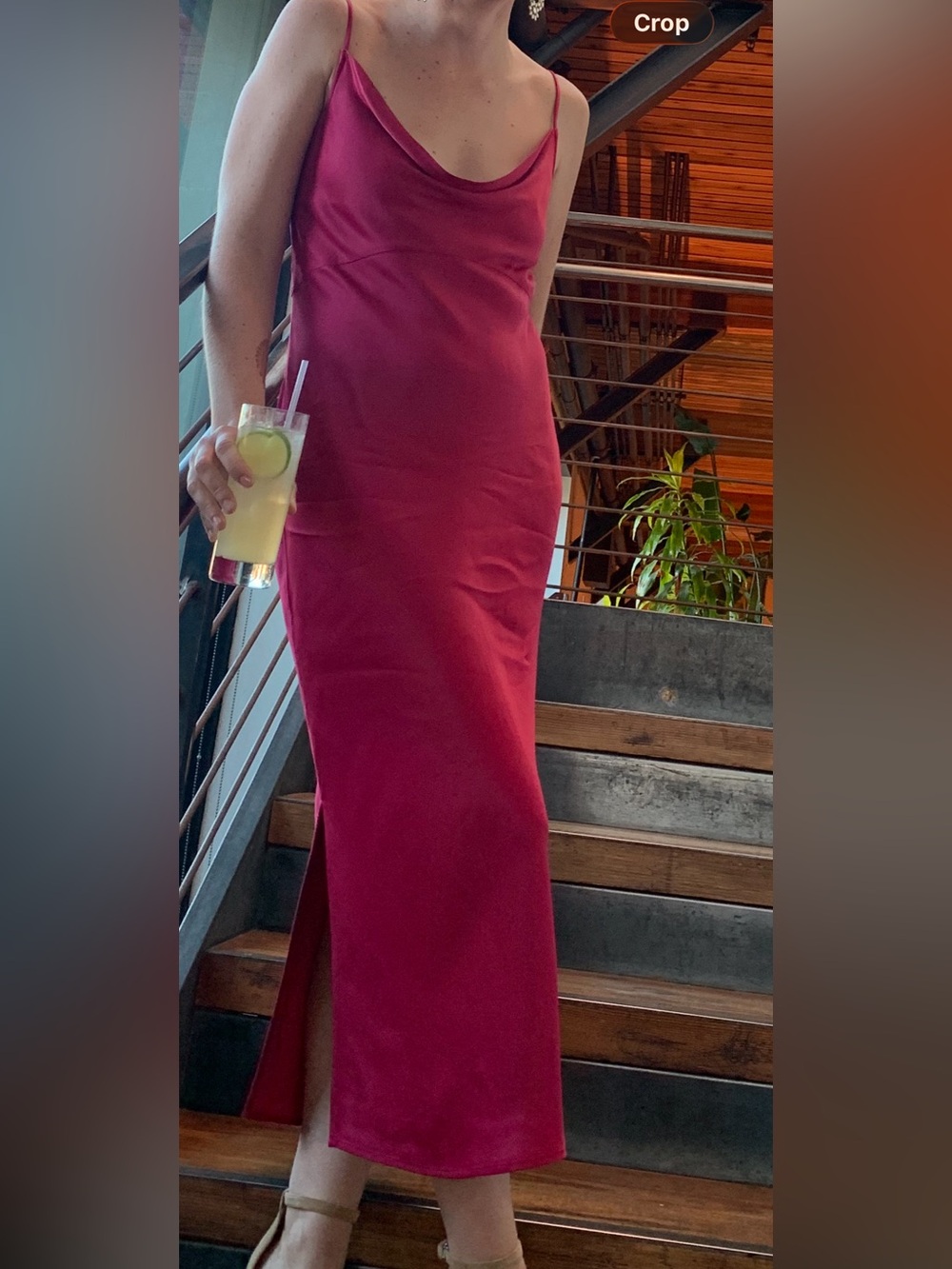 Anthropologie Cowl-Neck Maxi Dress - Magenta